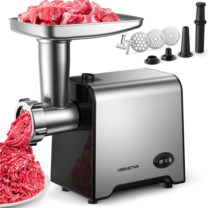 KEENSTAR 3000W Max Heavy Duty Electric Meat Grinder with Sausage Stuffer Maker & Kubbe Kit, Food Grinder with Blade & 3 Plates, Stainless Steel Meat Mincer Machine for Home Kitchen Use - Image 1